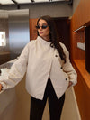 UPRECT COLLAR HIDDEN BUTTON TRENCH