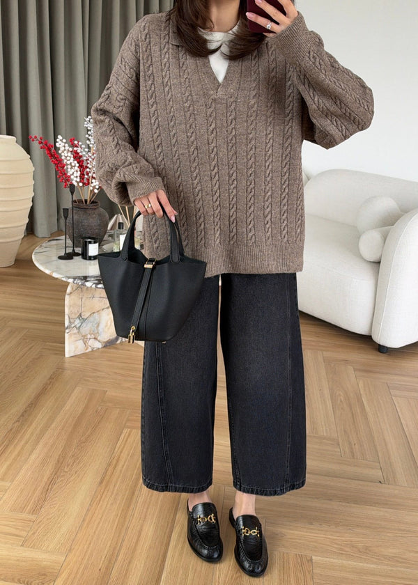 Cable Knit Collar Sweater