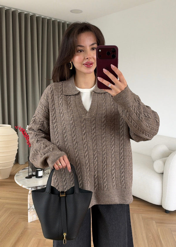Cable Knit Collar Sweater