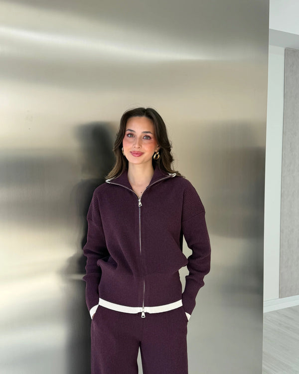 Contrast Trim Knit Set