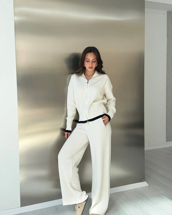 Contrast Trim Knit Set