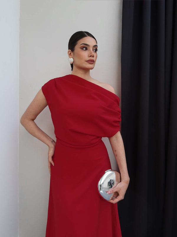 فستان كلاسيكي انيق off shoulder
