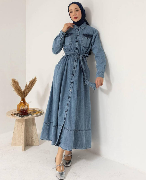 فستان الدنيم العملي - Sateen style
