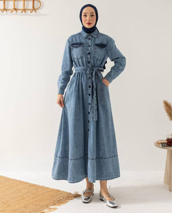 فستان الدنيم العملي - Sateen style