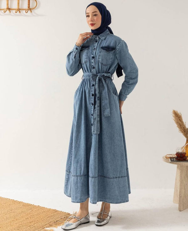 فستان الدنيم العملي - Sateen style
