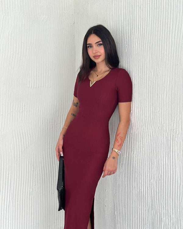 فستان بيسك V - Sateen style