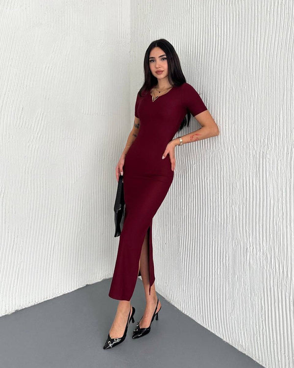 فستان بيسك V - Sateen style