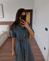 فستان جينز نص كم - Sateen style