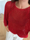 Metallic Open-Knit Sweater