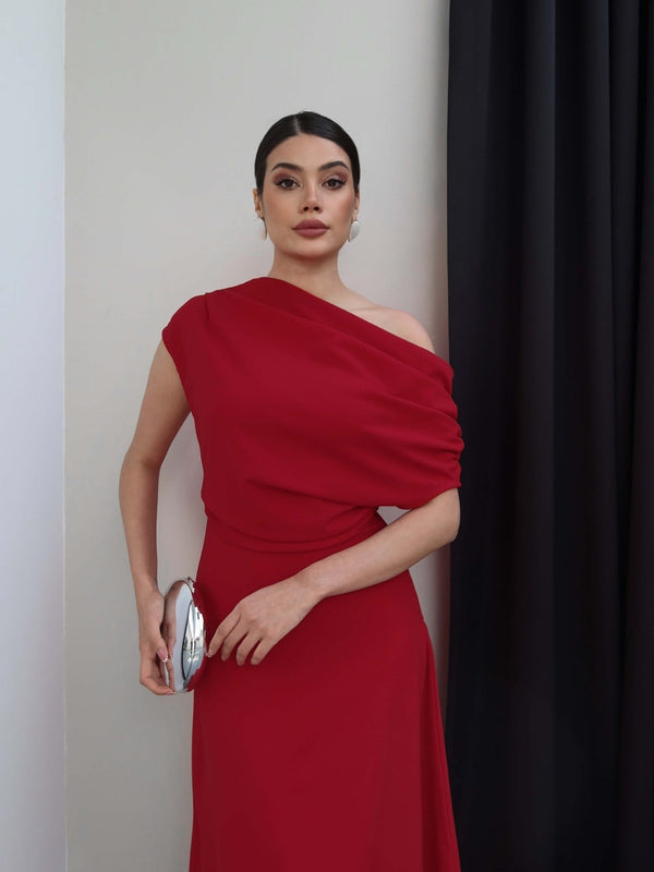 فستان كلاسيكي انيق off shoulder