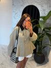 WAISTED CONTRAST COLLAR JACKET