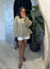 WAISTED CONTRAST COLLAR JACKET