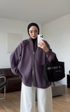 Oversized Zip-Up Knit Cardigan