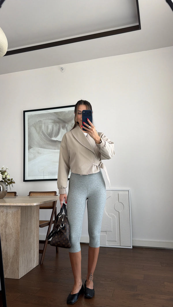 BELT DETAILED CROP JACKET