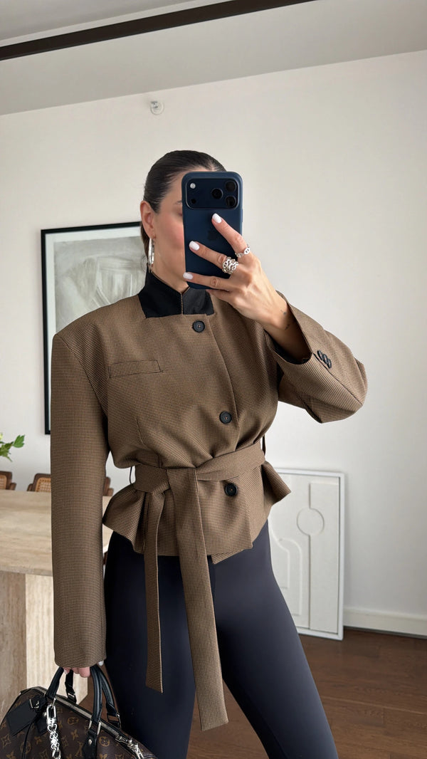 Belted Short Blazer Jacket