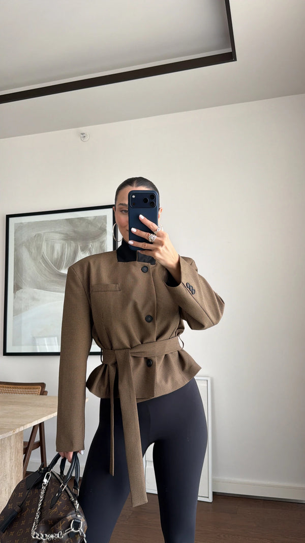 Belted Short Blazer Jacket