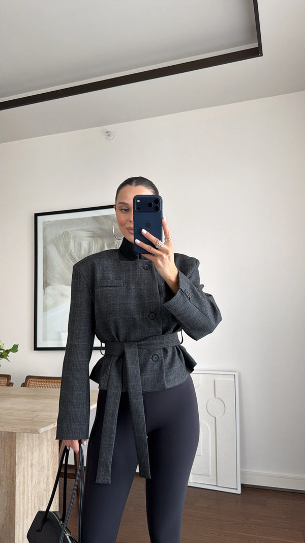 Belted Short Blazer Jacket