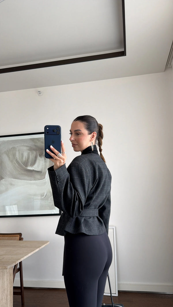 Belted Short Blazer Jacket