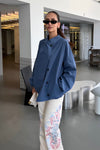 UPRECT COLLAR HIDDEN BUTTON TRENCH