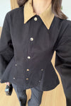 WAISTED CONTRAST COLLAR JACKET
