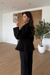 WAISTED CONTRAST COLLAR JACKET