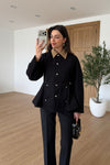 WAISTED CONTRAST COLLAR JACKET