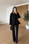 WAISTED CONTRAST COLLAR JACKET