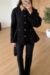 WAISTED CONTRAST COLLAR JACKET