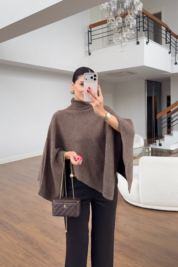 Turtleneck Poncho Sweater