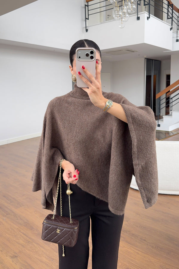 Turtleneck Poncho Sweater