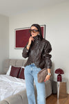 High Neck Leather Jacket