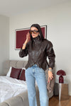 High Neck Leather Jacket