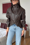 High Neck Leather Jacket