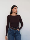 Boat Neck Long Sleeve Top