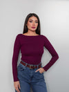 Boat Neck Long Sleeve Top