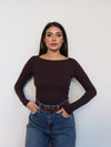Boat Neck Long Sleeve Top
