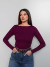 Boat Neck Long Sleeve Top