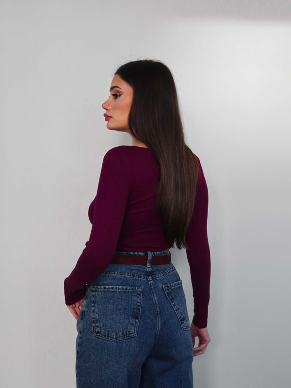 Boat Neck Long Sleeve Top