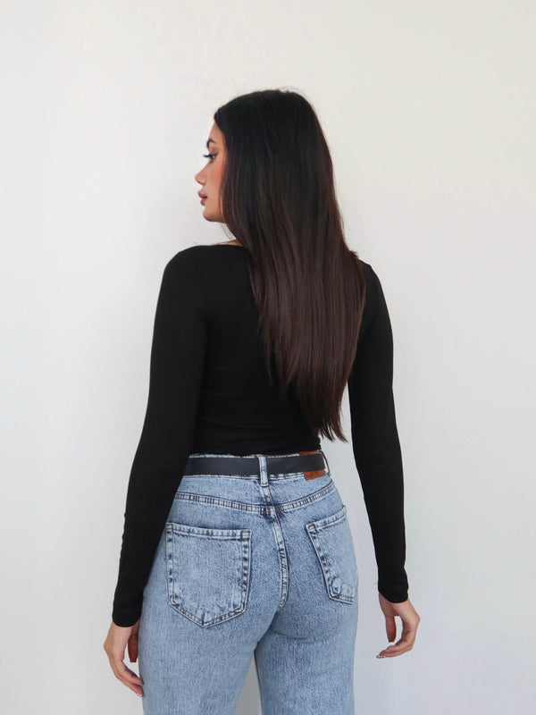 Boat Neck Long Sleeve Top