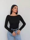 Boat Neck Long Sleeve Top