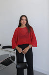 Metallic Open-Knit Sweater