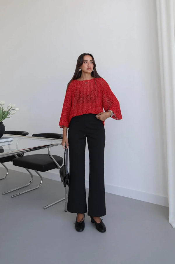 Metallic Open-Knit Sweater