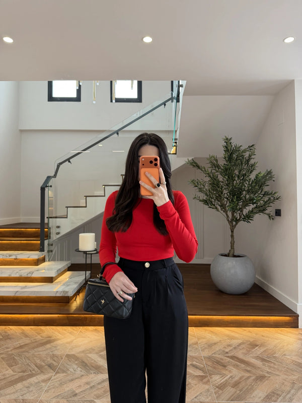 Boat Neck Long Sleeve Top