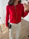 Ruffle Detail Buttoned Cardigan