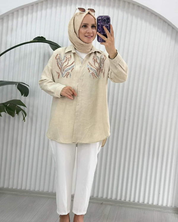 قميص مزخرف بعدة الوان - Sateen style
