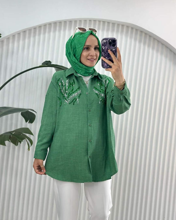 قميص مزخرف بعدة الوان - Sateen style