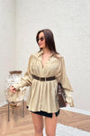 قميص Tencel مطوي - كاميل فاتح - Sateen style