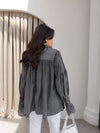 قميص Tencel مطوي - شاركول - Sateen style