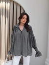 قميص Tencel مطوي - شاركول - Sateen style