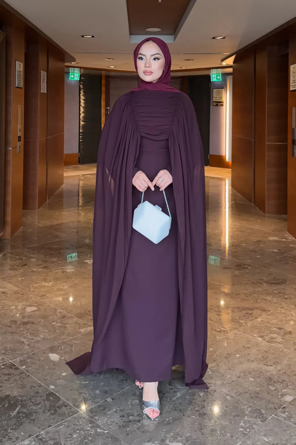 فستان مناسبات مع شال شيفون